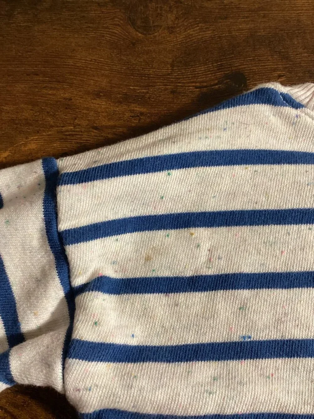 Girls Blue Striped Rainbow Patch Crewneck Sweatshirt